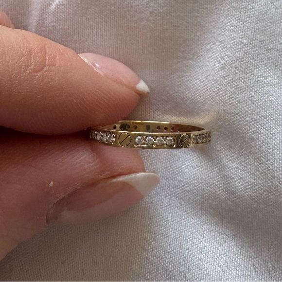 14k Yellow Gold Pave Screw Band - Picture 11 of 15